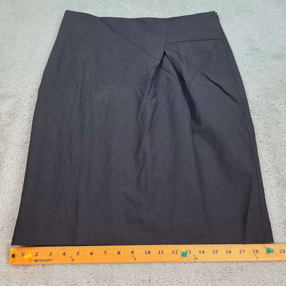 Brooks Brothers Wool Pencil Skirt Women 6P Pleated Front Italian Fabric Black